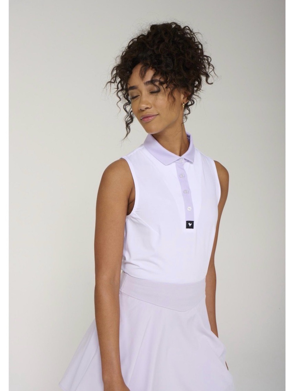 Bad Birdie Core Sleeveless Polo - White/Lilac